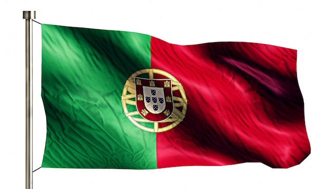 Portugal national flag isolated 3d white background Free Photo