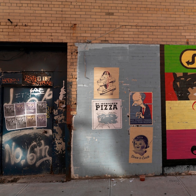 Premium Photo | Posters on a wall in manhattan, new york city, u.s.a.