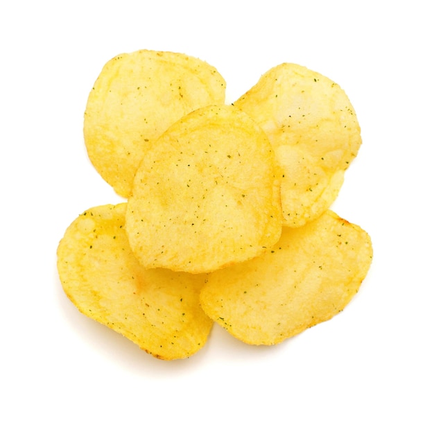 Premium Photo | Potato chips isolated on white background. flat lay ...