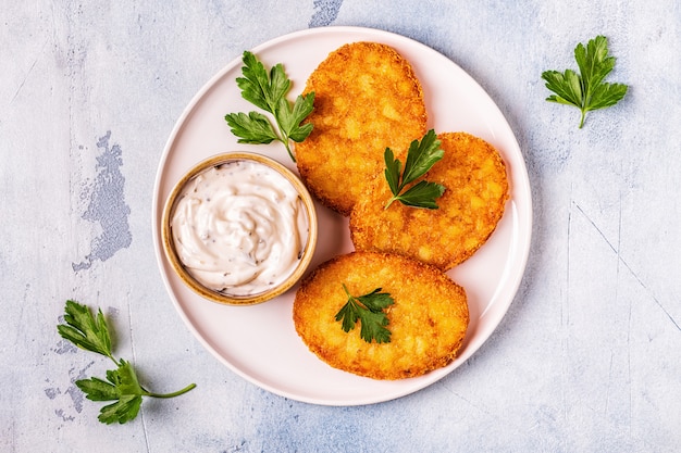 Premium Photo | Potato pancakes, hash brown