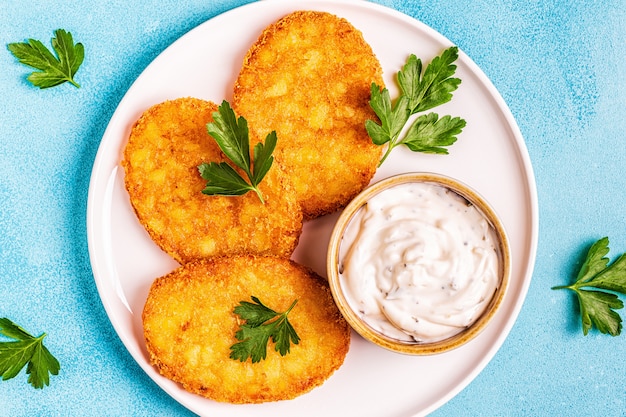 Premium Photo | Potato pancakes, hash brown