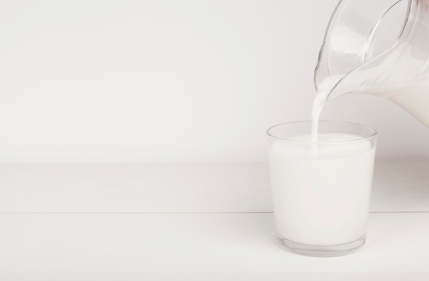 Pouring Milk In A Glass With Copy Space Free Photo