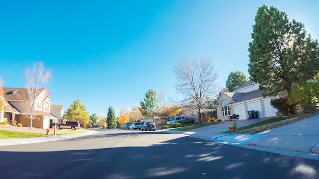 Premium Photo | Pov point of view - driving through typical suburban ...