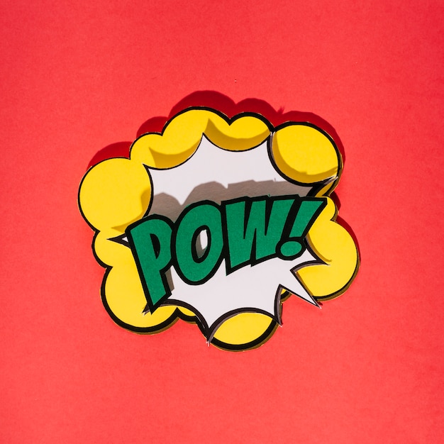 Free Photo | Pow! comic speech bubble on red background