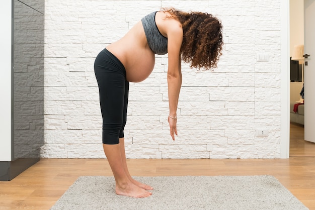 Premium Photo Pregnant Woman Doing Stretching