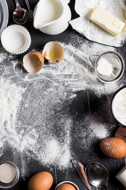 Preparation Baking Kitchen Ingredients For Cooking Photo Free