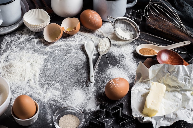 Free Photo | Preparation baking kitchen ingredients for cooking