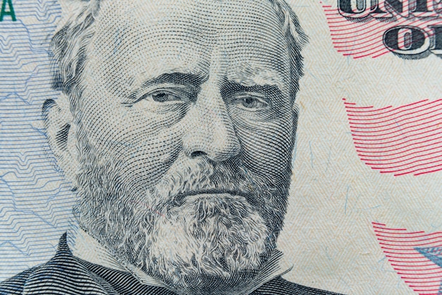 ユリシーズ S グラント大統領の顔は50ドルの法案に載っている プレミアム写真