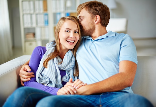 Pretty Emotion Boyfriend Hugging Girlfriend Photo 