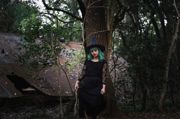 Free Photo | Pretty witch in forest