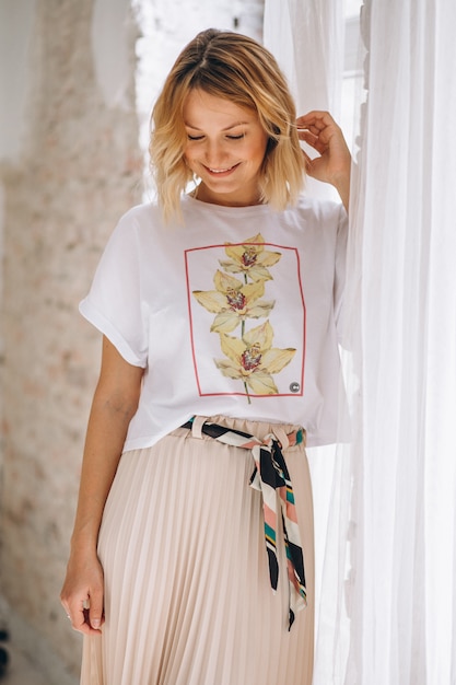 Pretty woman wearing tshirt Free Photo