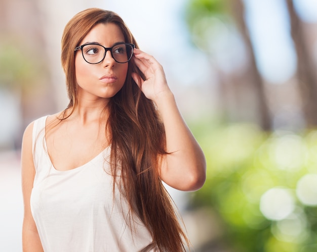 Pretty Young Girl Wearing Glasses Photo Free Download