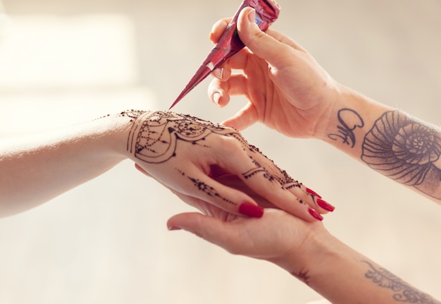 premium-photo-process-of-applying-mehndi-on-female-hands