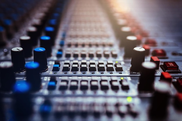 Premium Photo | Professional audio mixing console with faders and ...