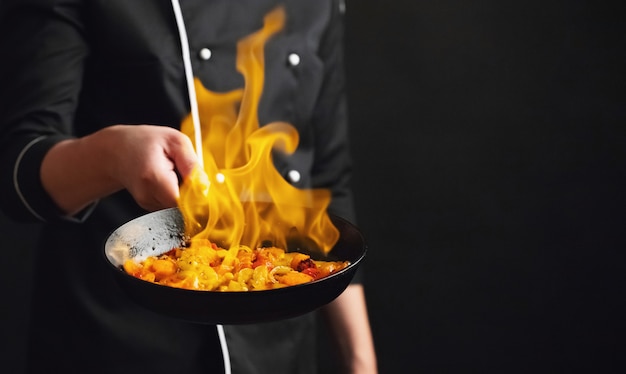 Premium Photo Professional Chef And Fire 0380