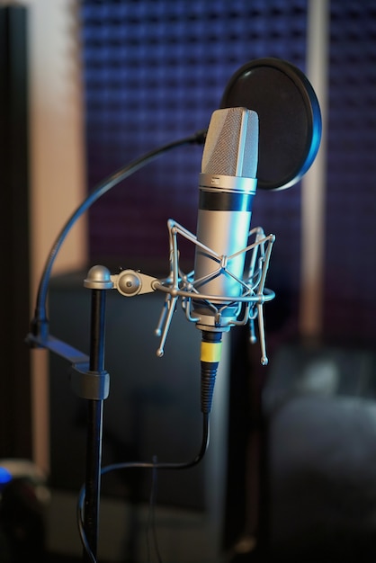 Premium Photo | Professional microphone in the recording studio.