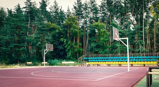 Premium Photo Public basketball court outdoor on sports complex near