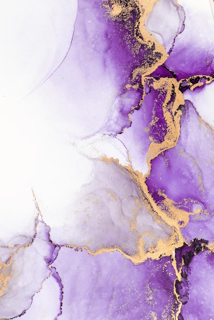 Premium Photo | Purple gold abstract background of marble liquid ink ...