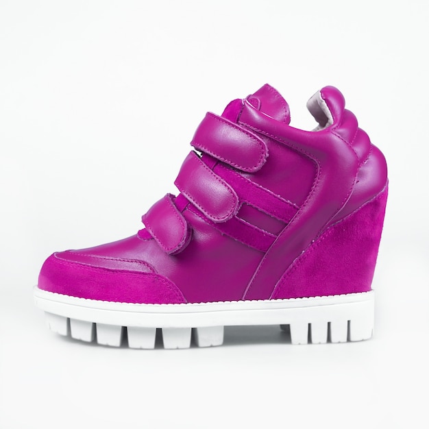 Premium Photo | Purple leather platform sneaker