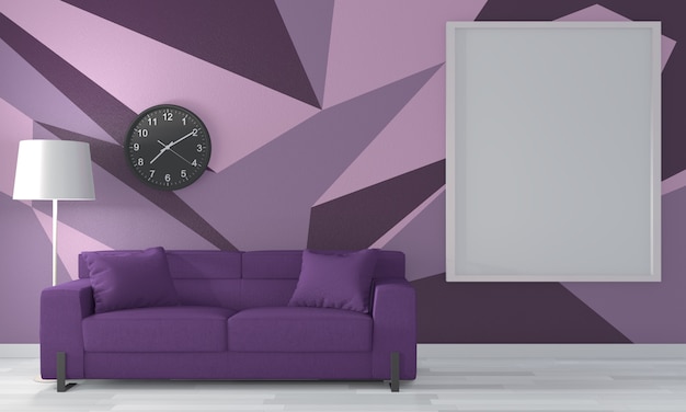 Premium Photo Purple Room Geometric Wall Art Paint Color Full Style On Wooden Floor 3d Rendering