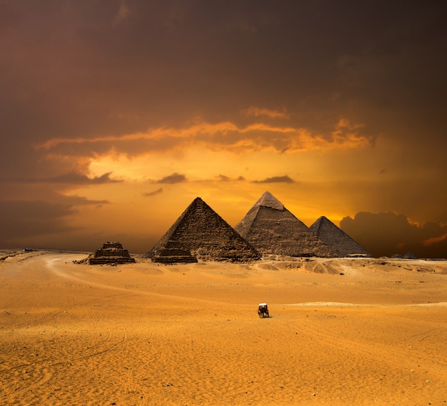 Premium Photo | Pyramids with a beautiful sky of giza in cairo, egypt.