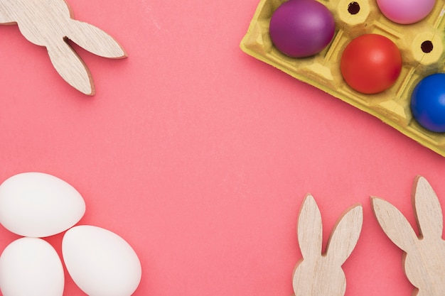 Rabbit Decoration And Eggs Prepared To Be Painted Free Photo