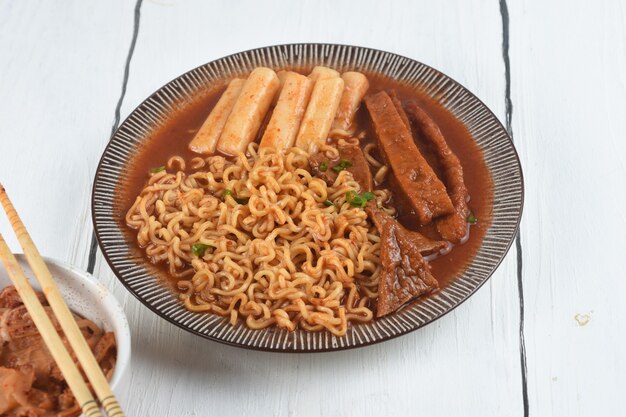 Premium Photo Rabokki Is Ramen Or Korean Instant Noodle And