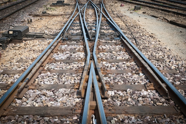 Premium Photo | Railway for local trains taken from front view