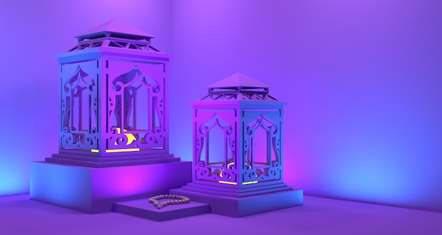 Download Premium Photo Ramadan Lantern Background 3d Rendering