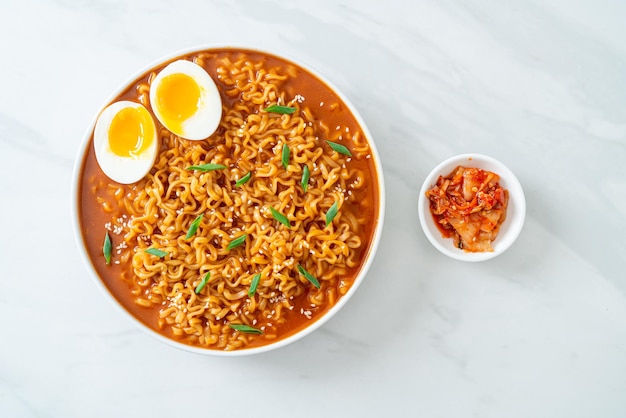 Premium Photo | Ramyeon or korean instant noodles with egg - korean ...