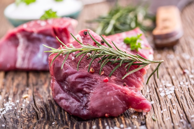 Premium Photo Raw Beef Tenderloin Steak On A Cutting Board With Rosemary Pepper Salt In Other 