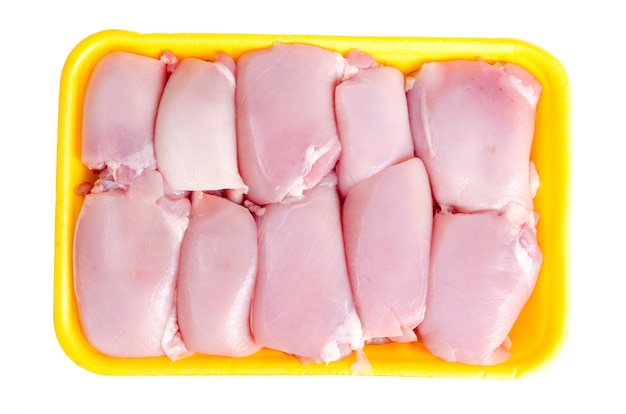 Download Premium Photo Raw Chicken Meat In Yellow Tray PSD Mockup Templates
