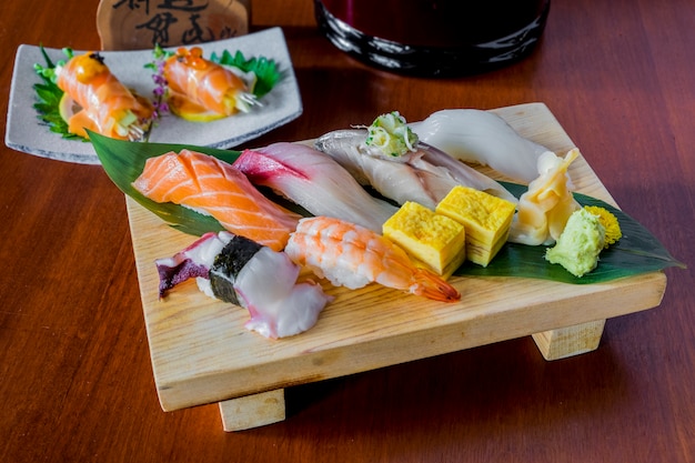 Free Photo | Raw fish sushi set japanese food