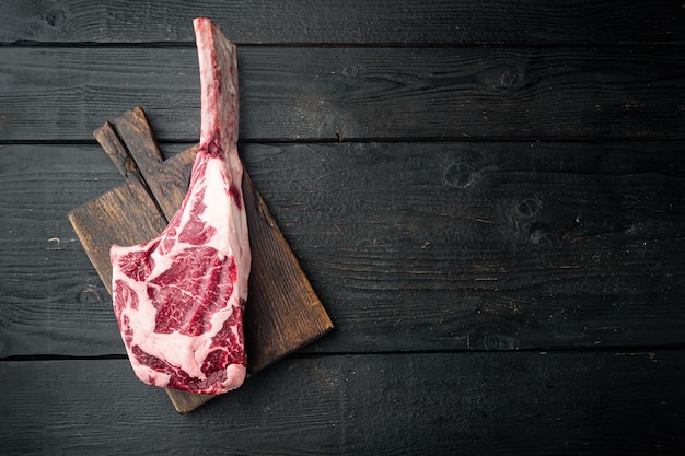 Premium Photo Raw Fresh Tomahawk Dry Aged Marbled Beef Chop Steak Top View Flat Lay 3234