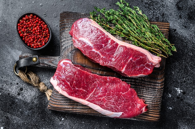 Premium Photo Raw Marbled Beef Meat Sirloin Steak