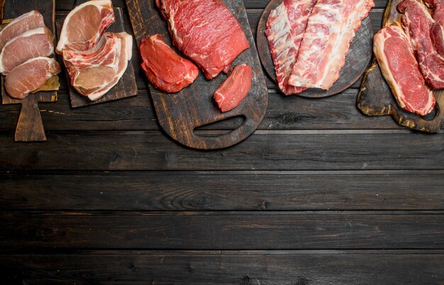 premium-photo-raw-meat-different-kinds-of-pork-and-beef-meat-on-a