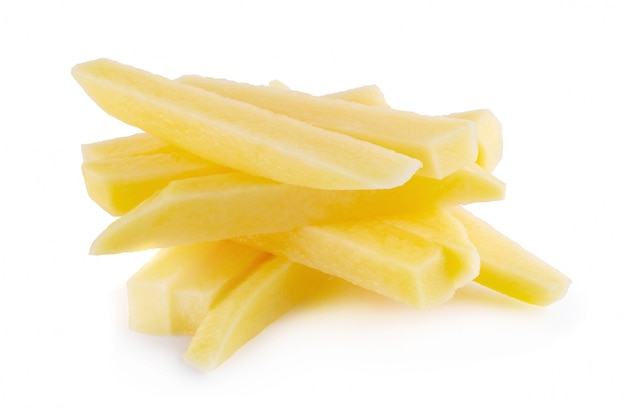 Premium Photo | Raw potato sliced strips prepared for french fries ...