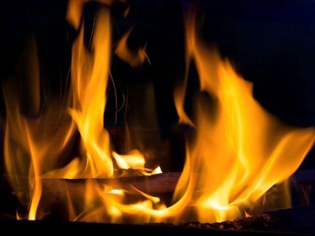 Real Fire Line Flames Isolated On Black Background Mockup Fire