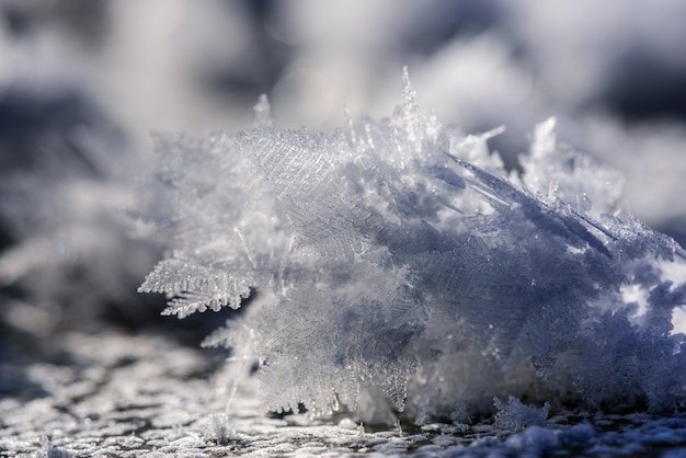 Premium Photo Real Frozen Ice Crystals In Blue Winter Background Closeup Of Ice Crystals Frozen In Winter