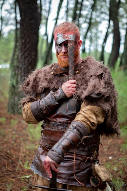 Premium Photo | Real viking holding his ax