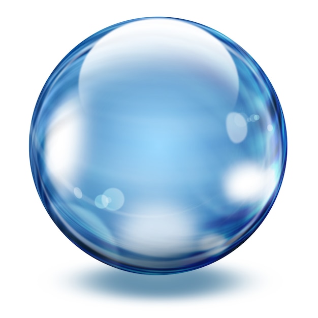 Premium Photo | Realistic blue transparent glass sphere with light effect