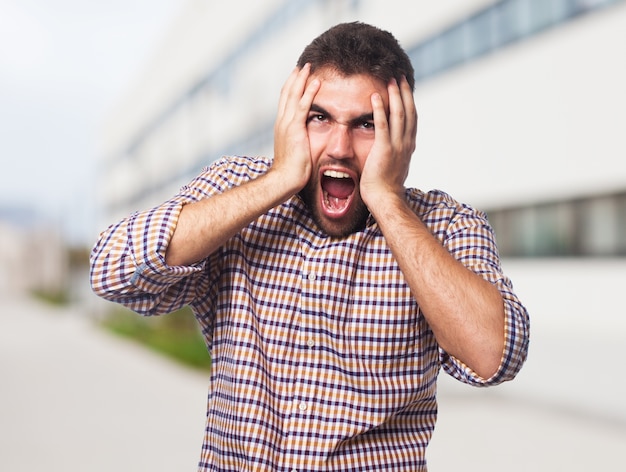 Free Photo | Really stressed shouting man