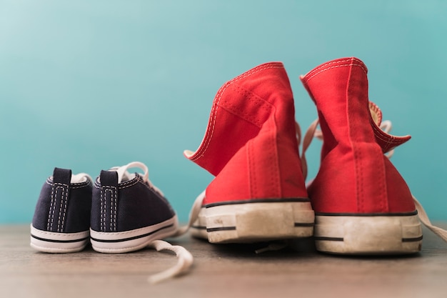 red and blue shoes