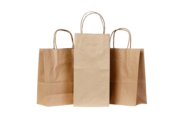 Premium Photo | Recyclable paper bags isolated