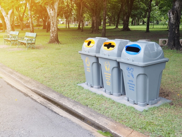 Premium Photo Recycle Bins In The Park