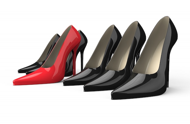 red and black high heel shoes