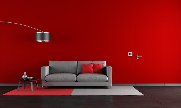 Red and black living room Premium Photo