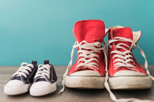 Red And Blue Shoes Close-up Photo 