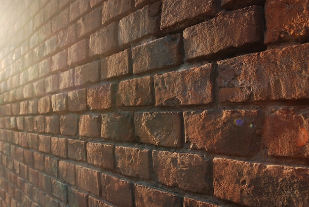 Red brick wall in perspective, background, texture Premium Photo
