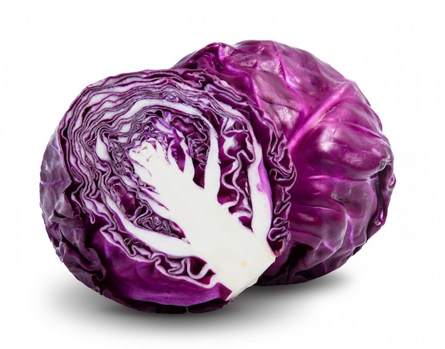 Premium Photo | Red cabbage vegetable isolated on white background